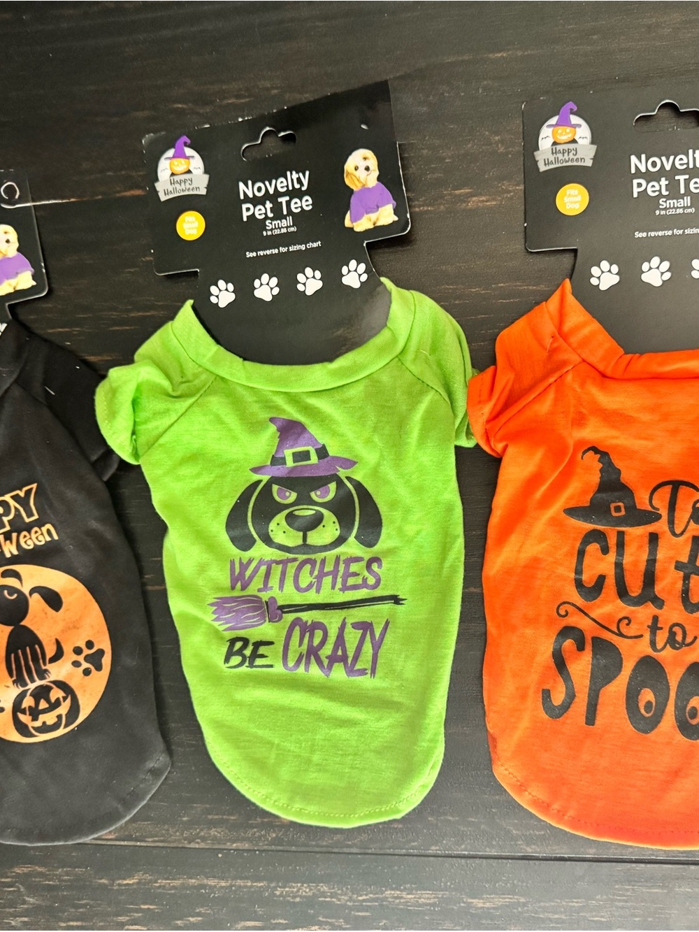 NWT! Set of 3 Happy Halloween Novelty Pet Tee Small 9”